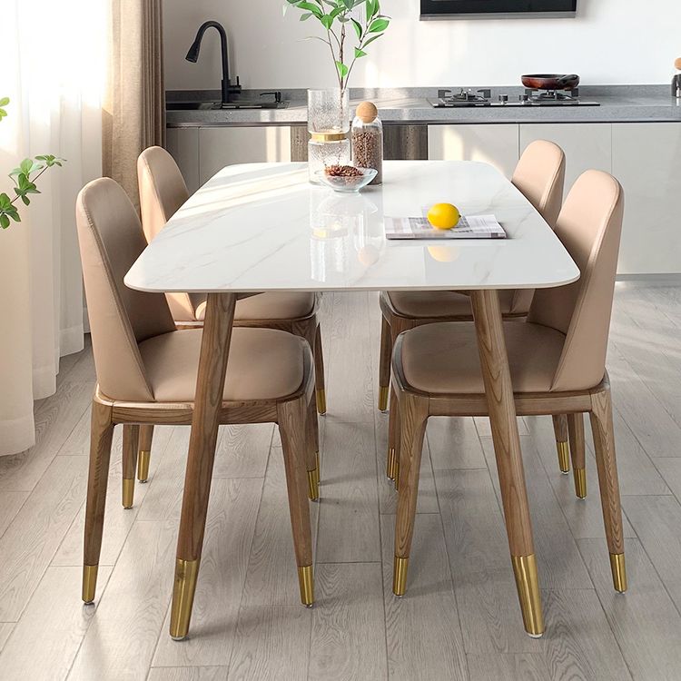 Mesa de comedor bicolor de piedra sinterizada Mesa de lujo de 4 patas para comedor