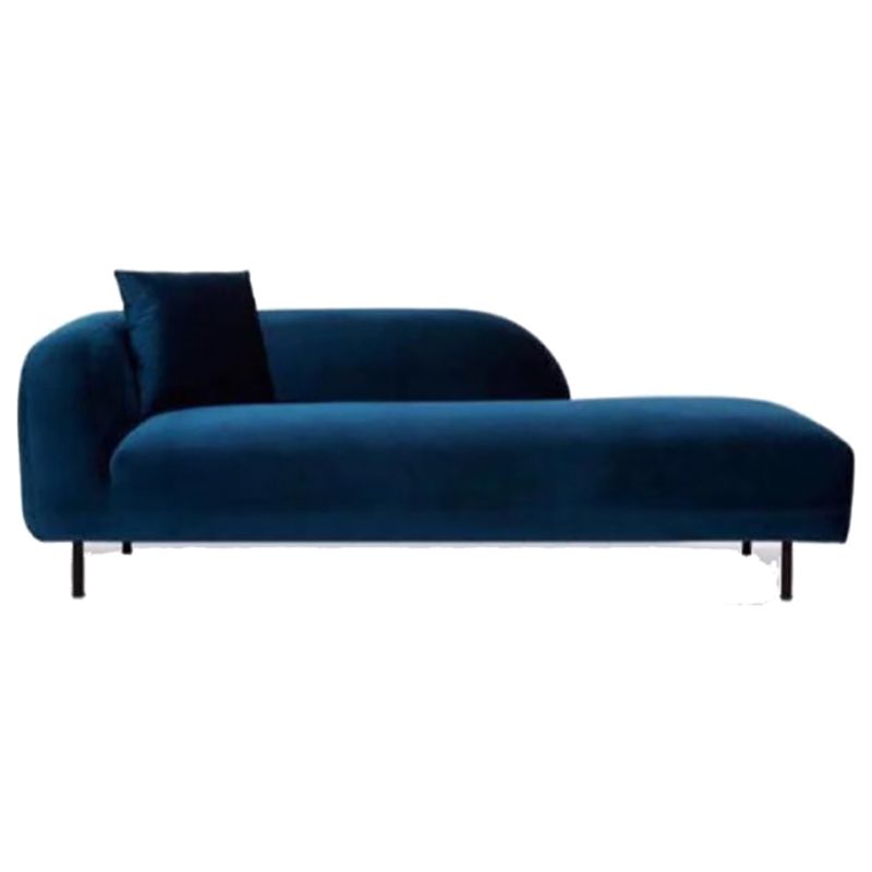 Modern Living Room Velvet Chaise Upholstered Chaise Lounge with Wooden Base