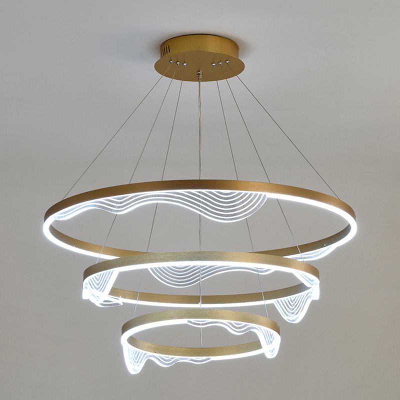 Candelier de niveles acrílicos Elegante LED Minimalista Luz colgante de lámpara para sala de estar