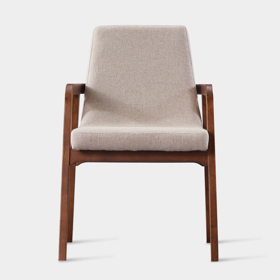 Silla de madera de fresno de estilo tradicional, silla de comedor individual con brazo trasero sólido de cocina