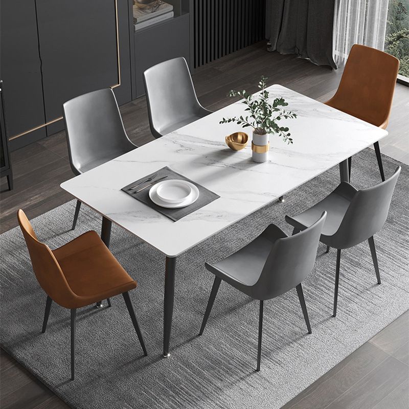 Modern Metal Dining Set 1/2/5/6/7 Pieces Rectangle Dining Table Set