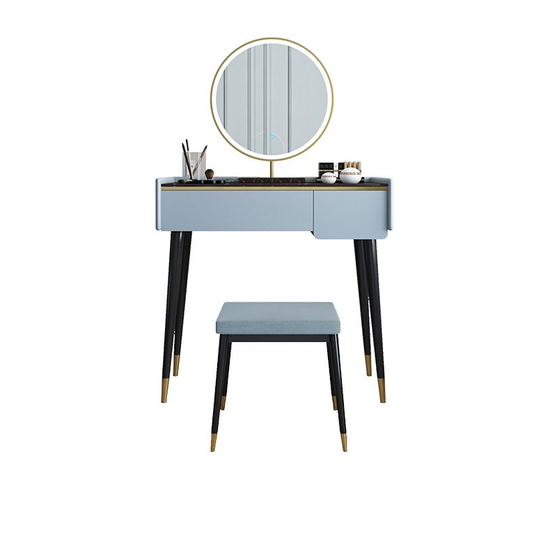 Glam Wooden Frame Dressing Table Slate Top Vanity with Drawers