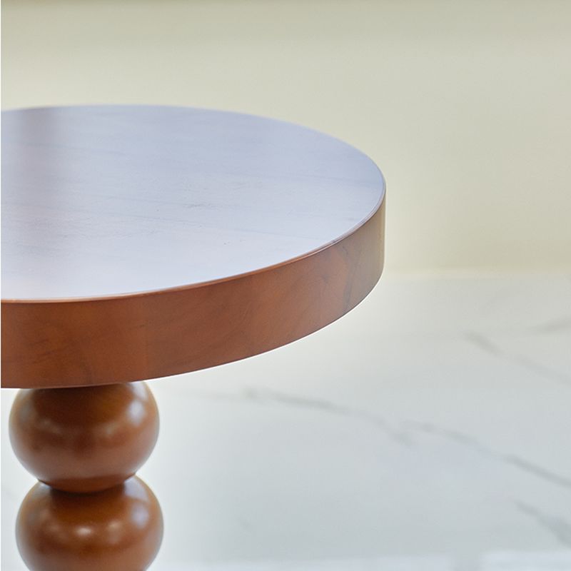 Contemporary End Table Solid Wood Pedestal Round Living Room Side Table