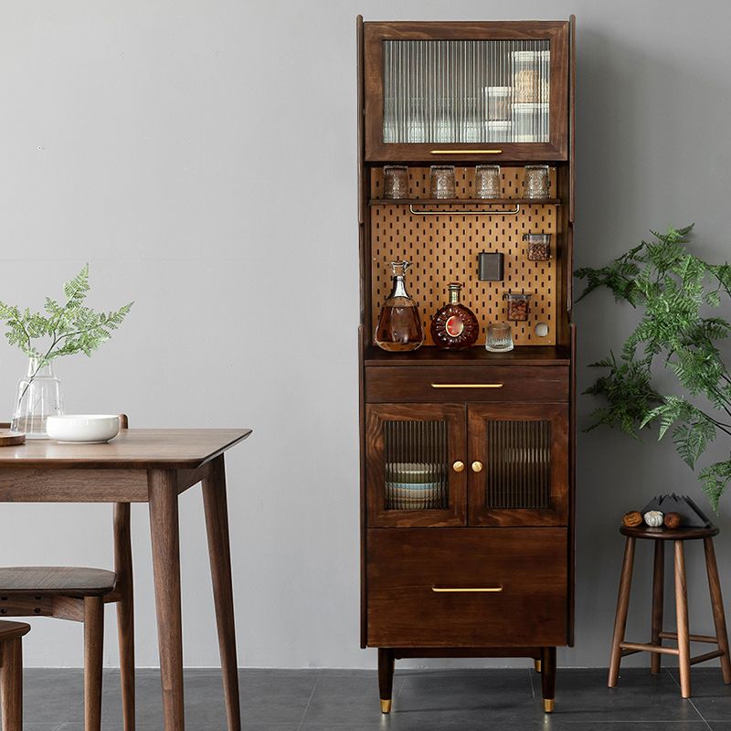 Contemporary Solid Wood Display Cabinet with Glass Doors for Dining Room