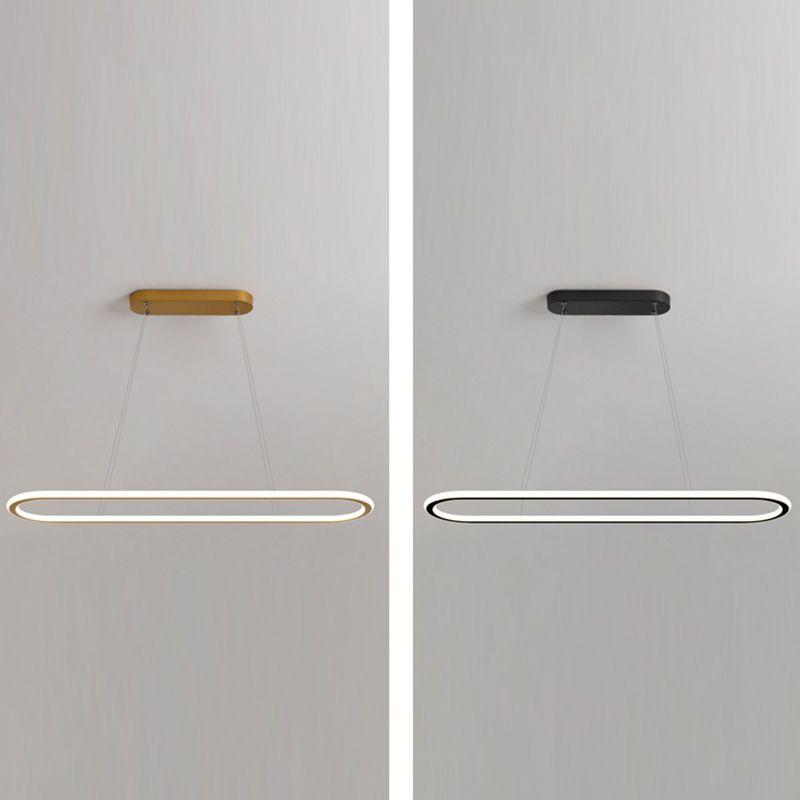 Minimalist Oval Island Lighting Fixture Metal Dinning Room LED Island Ceiling Light