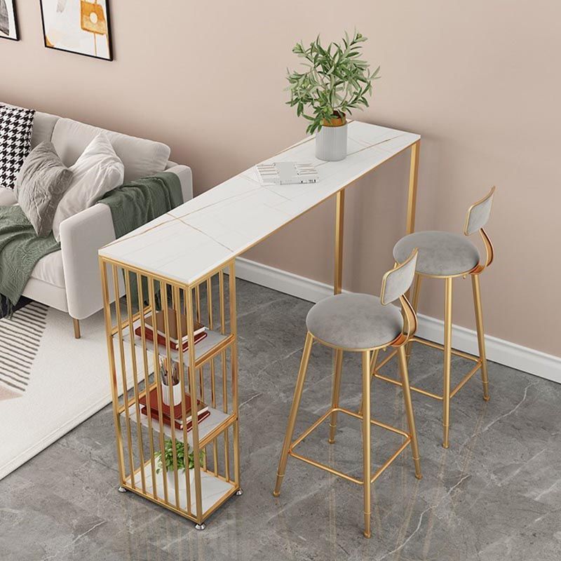 Modern Style Bar Table Stone Storage Top Pub Table for Living Room