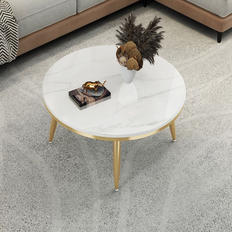 17"H Contemporary Coffee Table Round Stone Coffee Cocktail Table