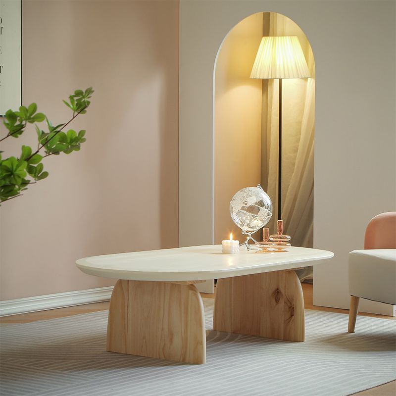 15.7"H Modern Style Sled Base Wooden Solid Color Round Coffee Table