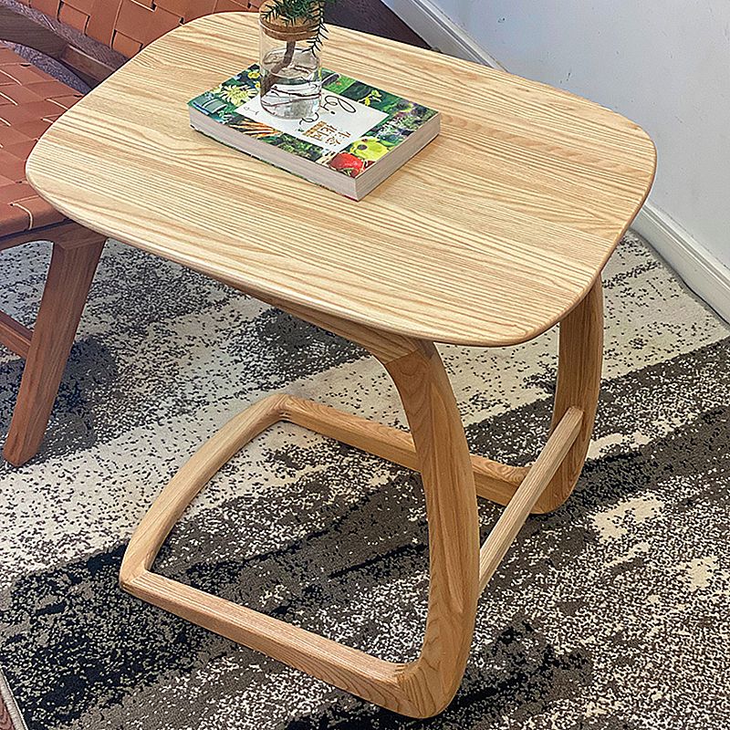 Scandinavian Rectangular Sofa Side Table C Shape Wood End Table