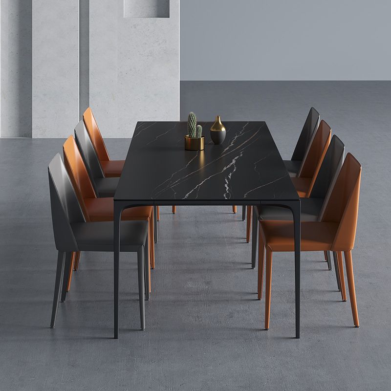 Modern Aluminium Dinette Set 1/2/4/9/10/11 Pieces Black Sintered Stone Dining Table Set