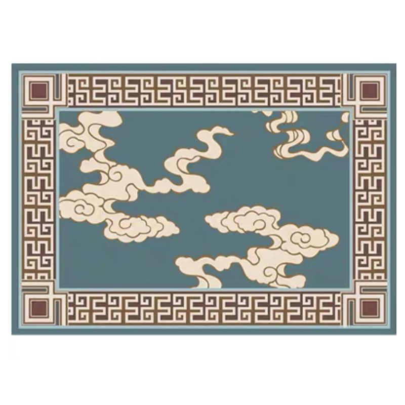 Multicolor Asian Indoor Rug Polyester Ink Branch Print Carpet Easy Care Rug for Home Decoration