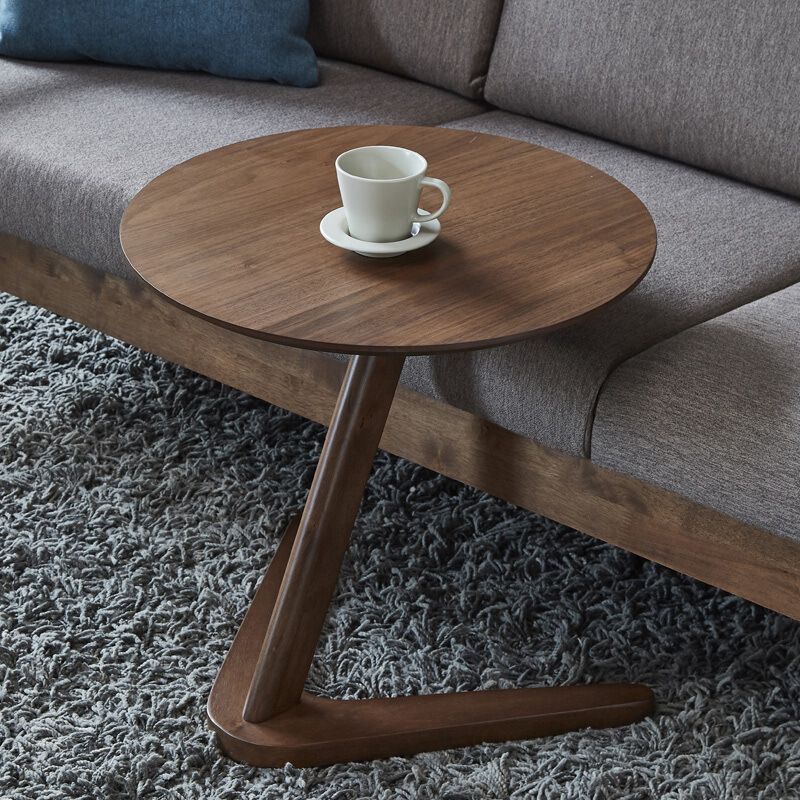 Scandinavian Solid Wood End Table Abstract Round Living Room Side Table