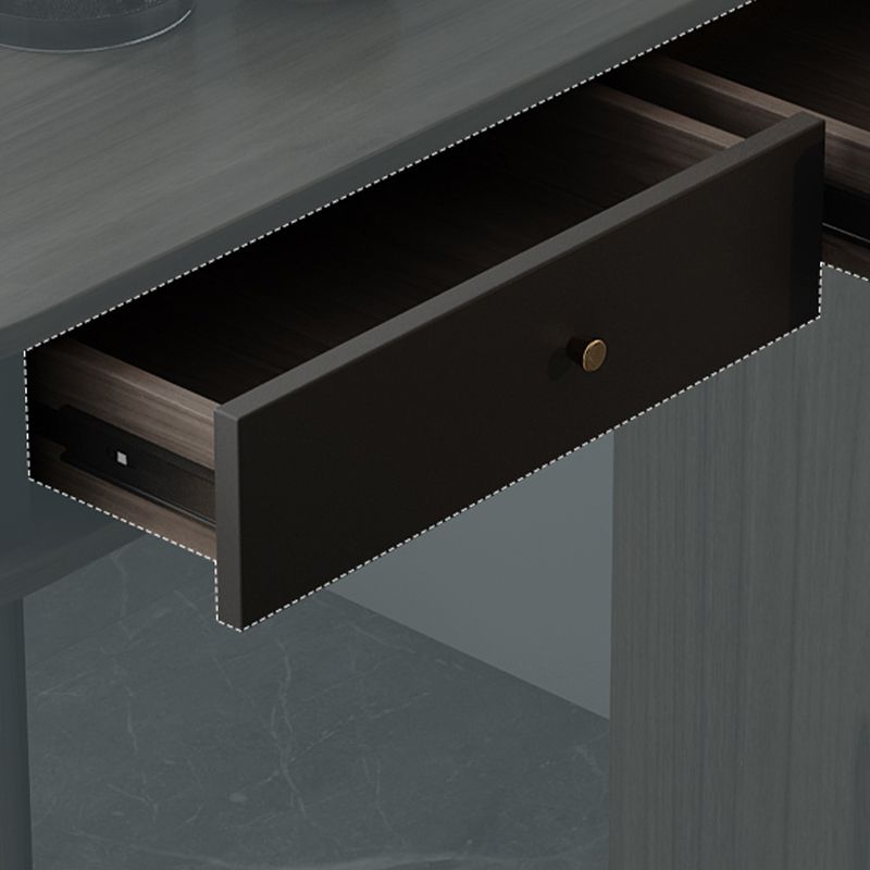 Ellipse Shape Bar Table Storable Table with Wine Holder for Living Room