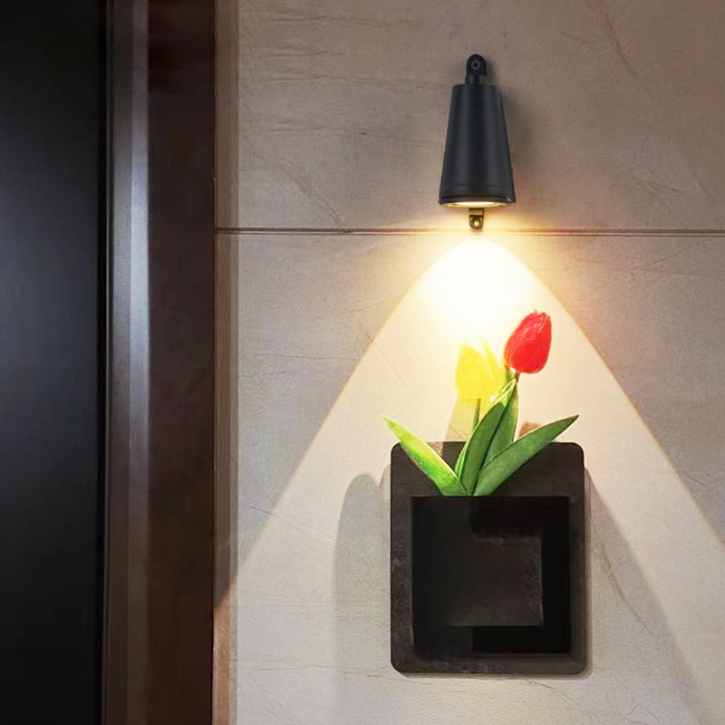 Modern Metal Wall Sconce Trapezoid Shape Wall Light with Glass Shade for Courtyard