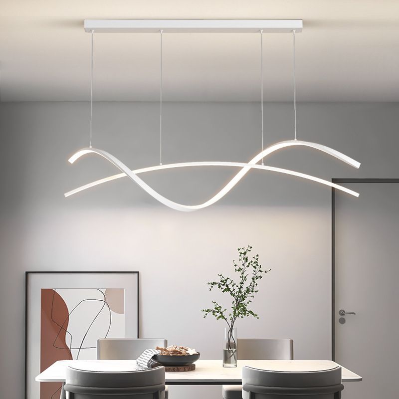 Strip Shape Island Light Modern LED Island Hanging Lamp with Acrylic Shade for Dining Room