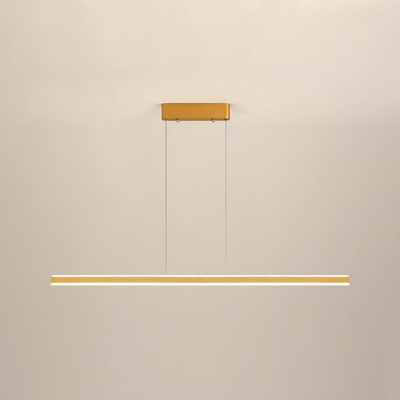 Modern Metal Island Lamps Linear 2-Head Restaurant Pendant Lights with Acrylic Shade