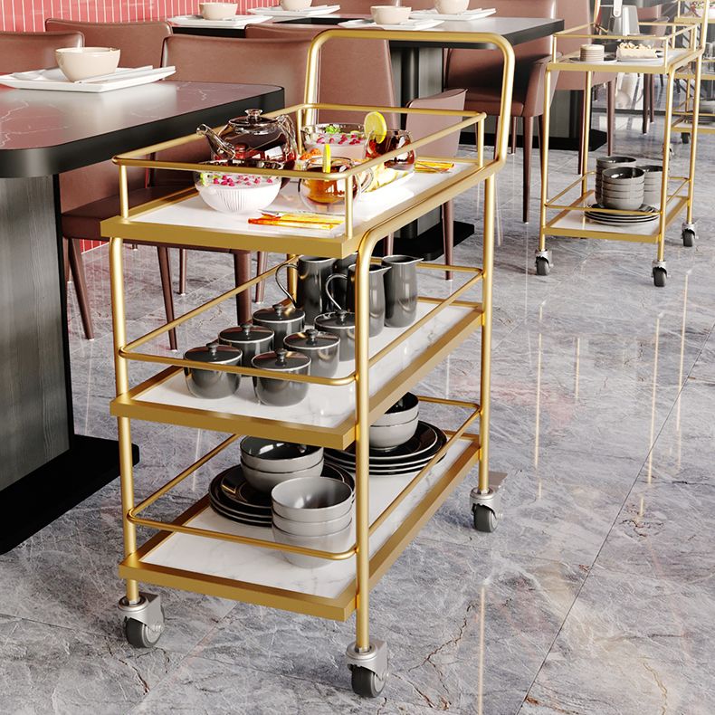 33.86"H Rolling Modern Prep Table Rectangular Metal Prep Table for Home Use