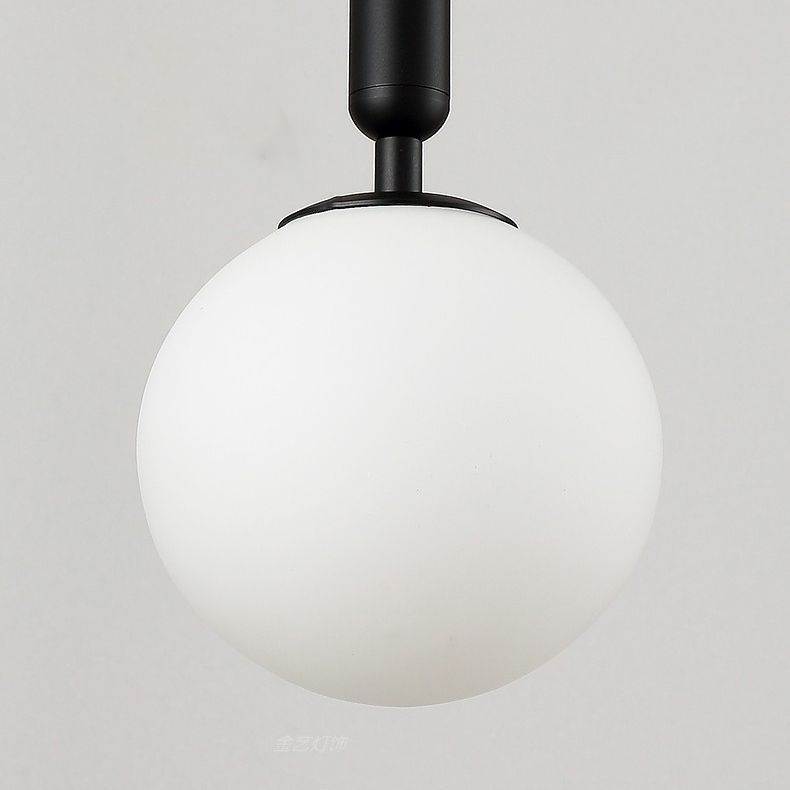 Modern Single Hanging Lamp Lacquered Globe Pendant Light with White Glass Shade