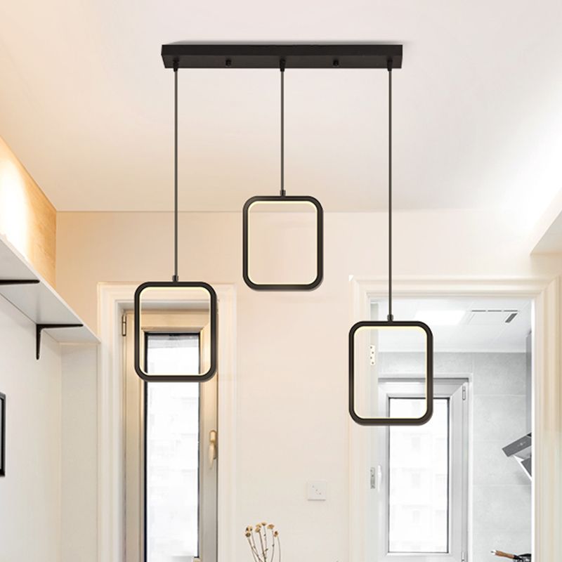 Schwarz/Weiß -Quadrat -Drop -Anhänger zeitgenössischer LED -Acryldeckelbeleuchtung in warmem/weißem Licht
