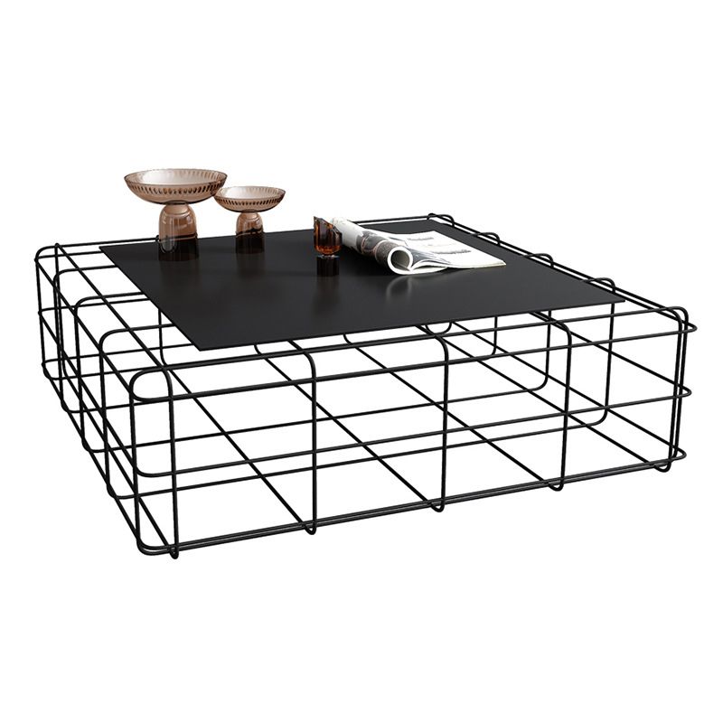 Mid-Century Modern Coffee Table Black Iron Frame Coffee Cocktail Table