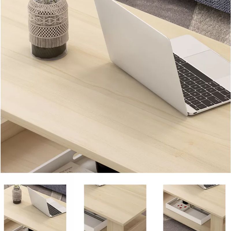 Contemporary 4 Legs Wood with Storage Shelf Rectangular Single Coffee Table