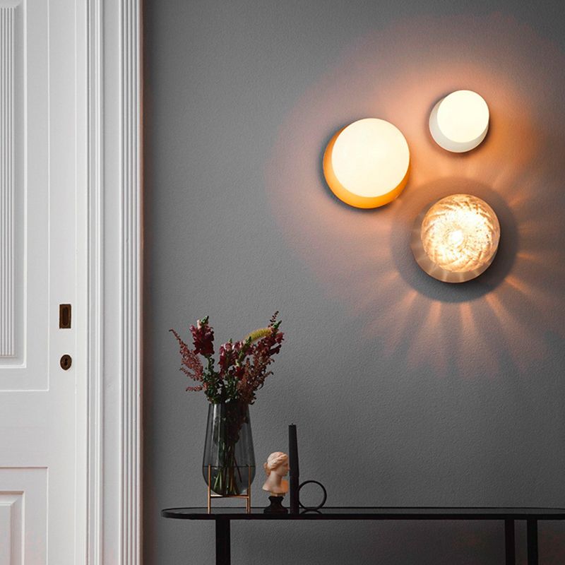 Modern Style Spherical Shape Wall Sconce Glass 1 Light Sconces for Living Room