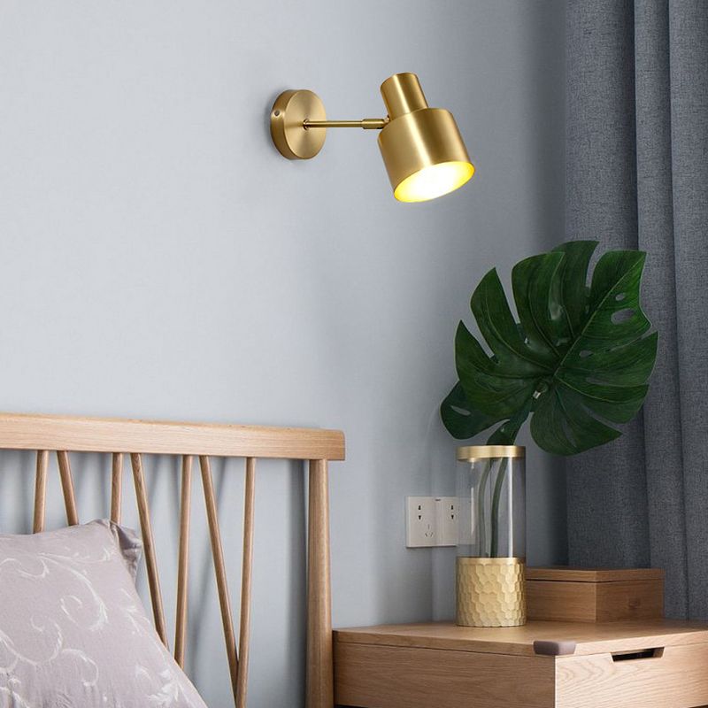 Contemporary Style Wall Light Sconce with Metallic Shade for Washroom