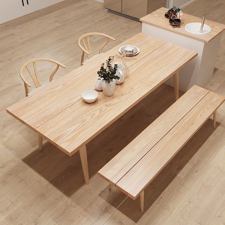 Glam Rectangle Dining Table Wooden Table with Wood Legs for Home Use