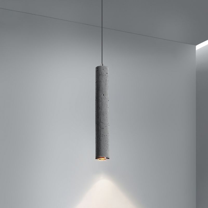 Cylinder Dining Room Ceiling Light Cement Nordic Style Hanging Pendant Light in Grey