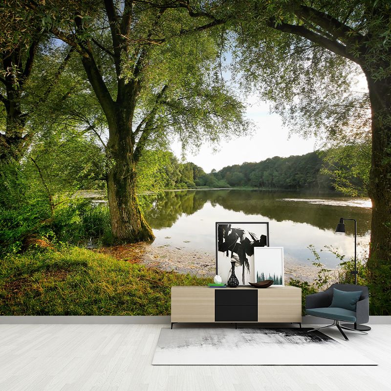 Forest Landscapes Mural Contemporary Mildew Resistant Wall Covering for Dining Room