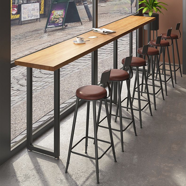 Contemporary Indoor Pub Set 1/7 Pcs Bar Table and Stools with Solid Wood Top