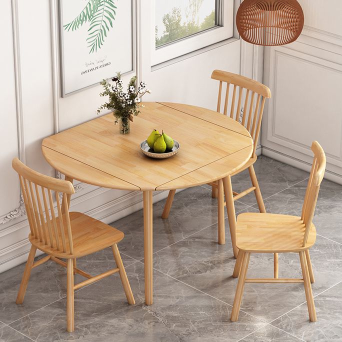 Table à manger ronde contemporaine table en bois massif en caoutchouc avec 4 jambes pour salle à manger