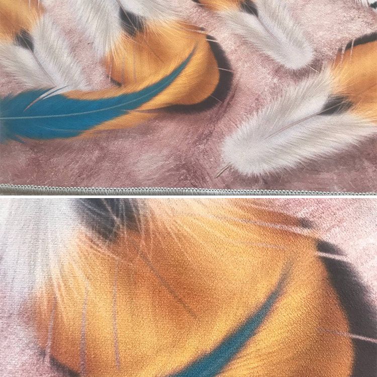 Multicolor Simple Indoor Rug Polyester Feather Print Rug Non-Slip Backing Indoor Rug for Living Room