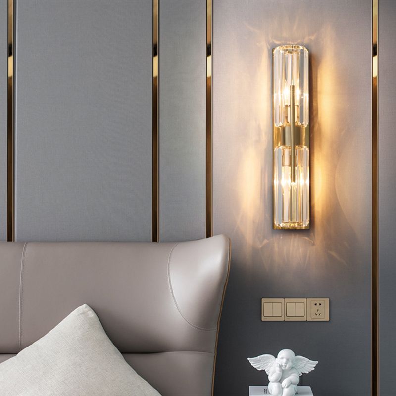 Crystal Half Cylinder Sconce Light Fixture Modern Gold Wall Mounted Light Fixture