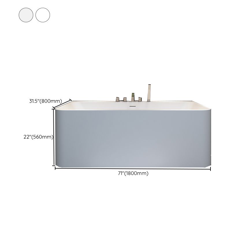 Stone Soaking Tub Antique Finish Rectangular Back to Wall Bath