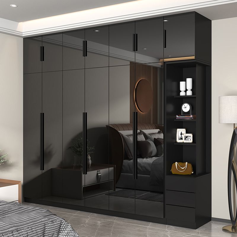 Modern Style Glass Wardrobe Black Colour Wardrobe Closet for Bedroom
