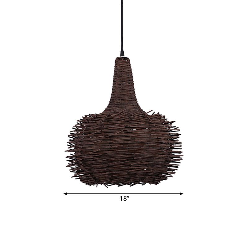 Bruin vogelnest hangende hanger rustiek 1 licht bamboe suspensielamp voor woonkamer theehuis