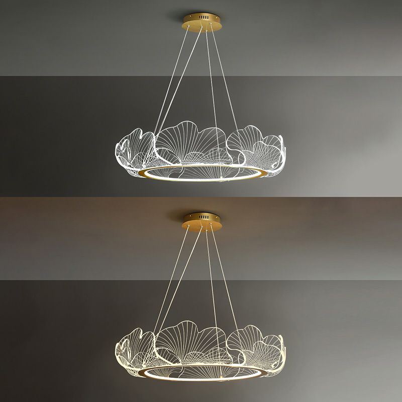 Luz de suspensión de anillo de oro de lámpara de araña de araña moderna para dormitorio de sala de estar