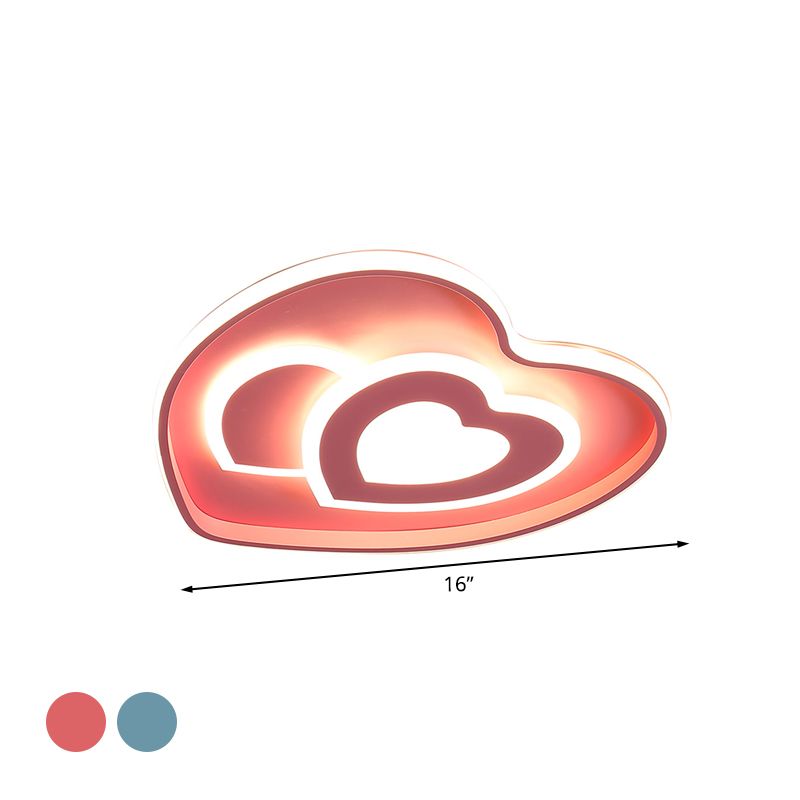 Illuminazione da incasso a soffitto a forma di cuore amorevole in stile nordico acrilico con finitura blu/rosa LED