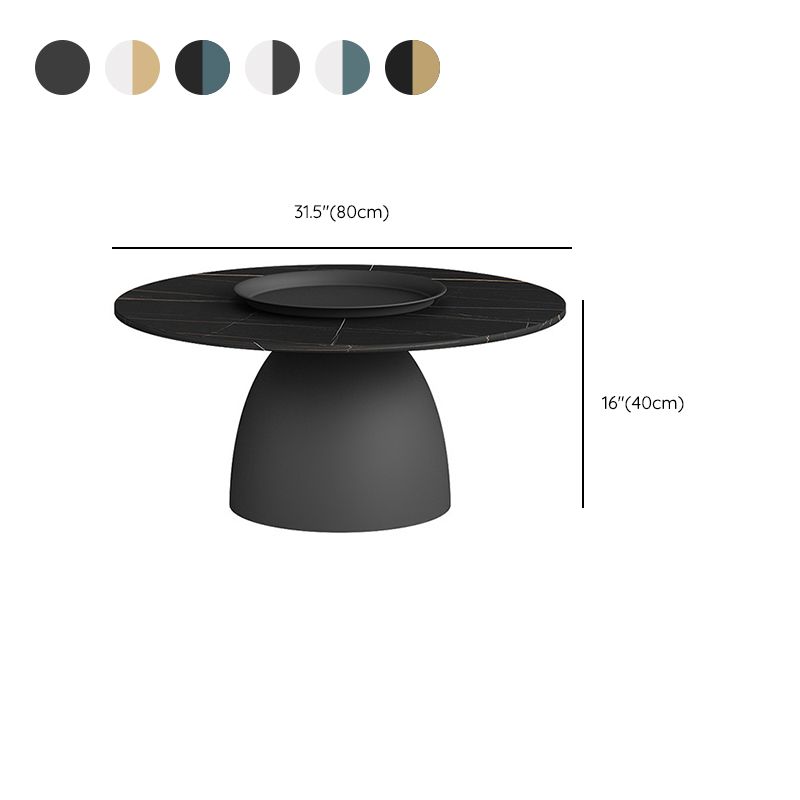 Mid-Century Modern Pedestal Metal Tray Top Round Single Coffee Table