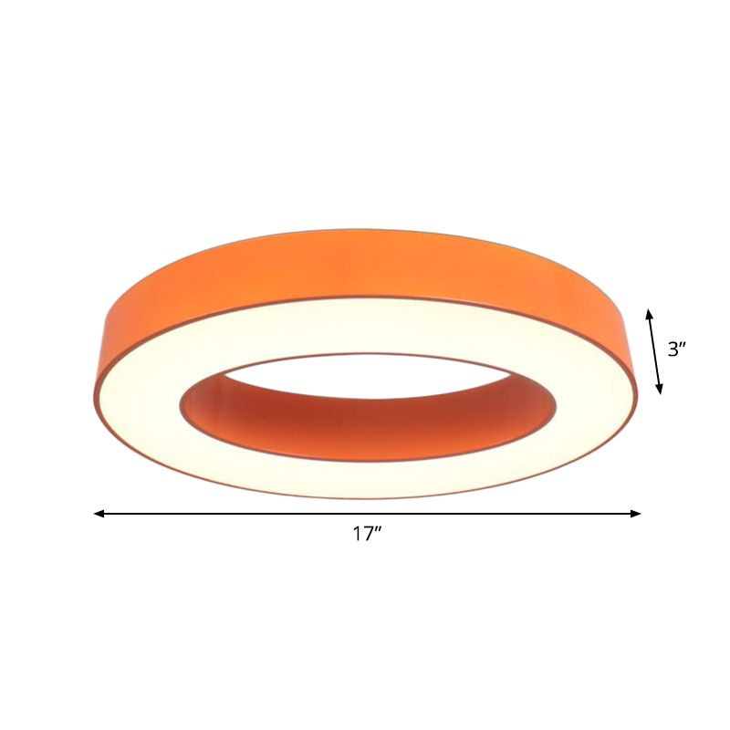 Orange Ring Flush Light Fixture Children LED Acrylic Close to Ceiling Lamp in Warm/White/Natural Light
