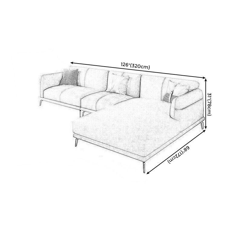 Forta di cuscinetto berretto da beige a braccio quadrato in pelle e chaise per soggiorno per soggiorno