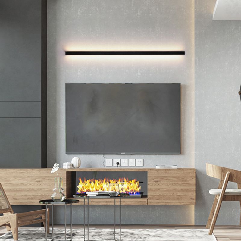 Zeitgenössischer Stil linearer LED -Wandlampe Metall 1 Licht Wandleuchte in Schwarz