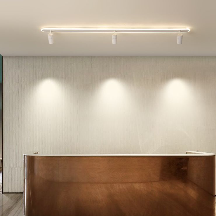Oblong Acrylic Shade LED Ceiling Light in Modern Simplicity Metal Lamp Semi Flush Mount for Commercial Place