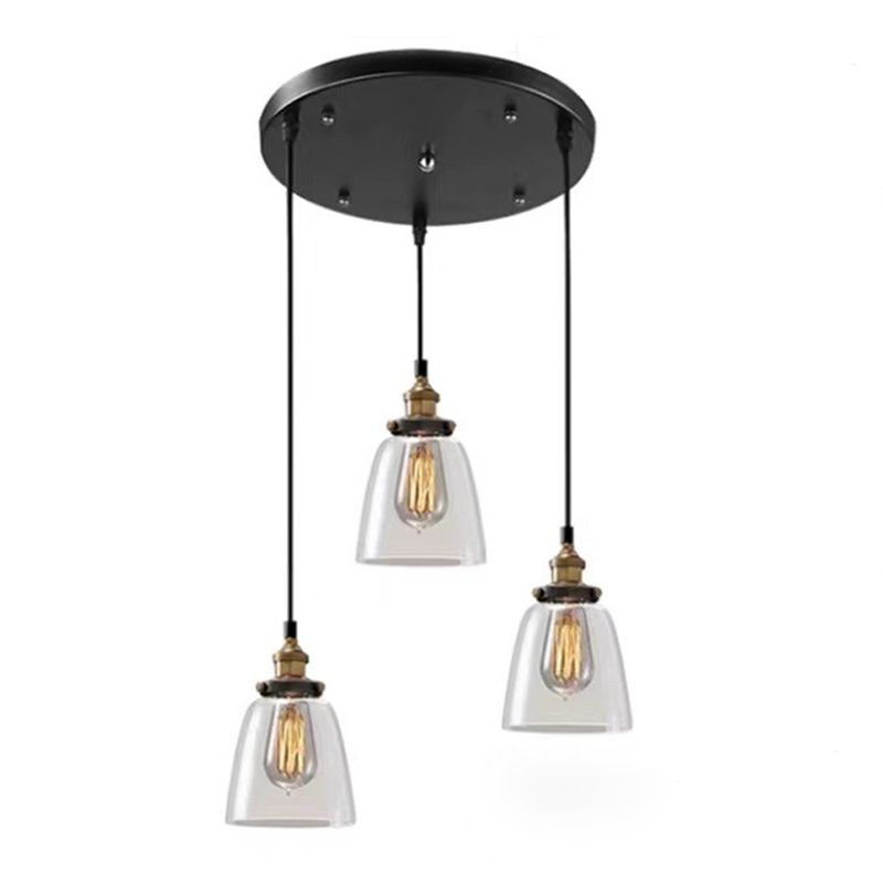 Industrial Vintage Geometric Pendant Light Electroplate Iron Hanging Lamp with Glass Shade
