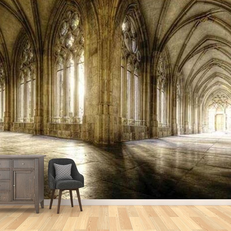 Retro 3D Construction Wall Mural in Pastel Color Coffee Shop Wall Decor, Made to Measure