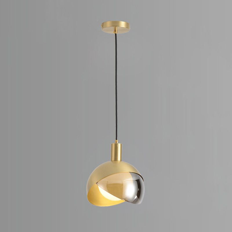 Globe Hanging Ceiling Light Minimalist Metal Bedroom Down Lighting Pendant in Gold