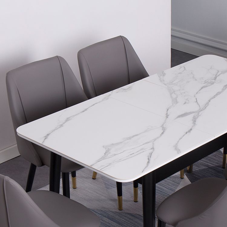 Contemporary Rectangle Dining Room Table White Sintered Stone Table with 4 Legs