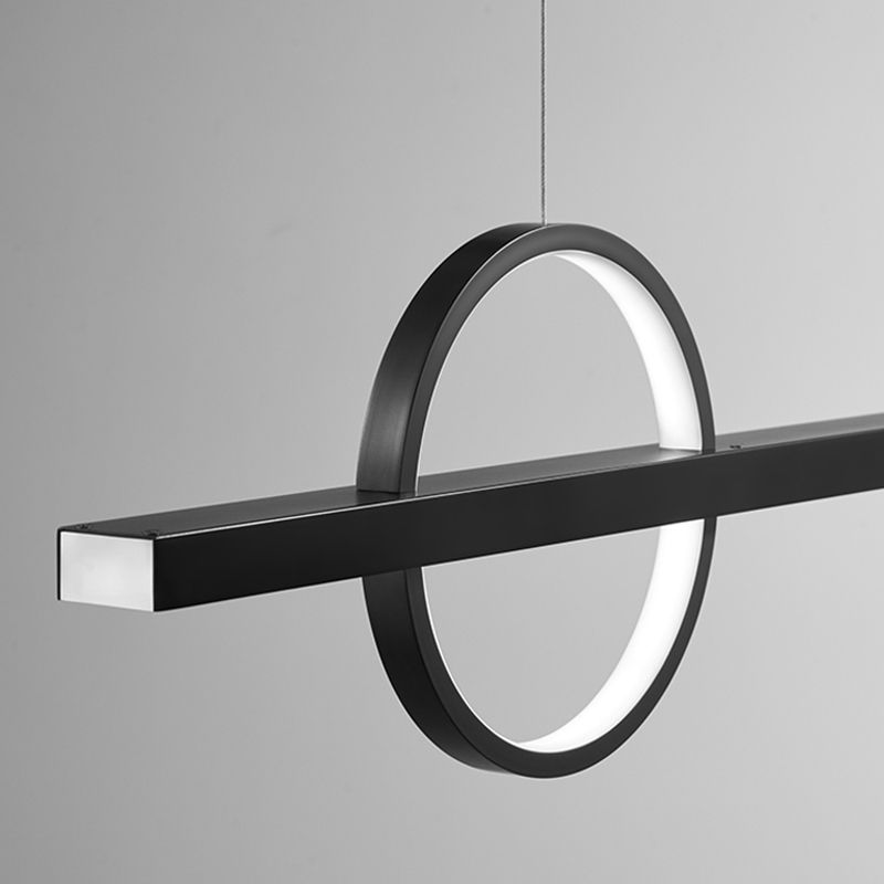 Minimalism Hanging Light Metal Island Light Fixture in Black for Dining Room