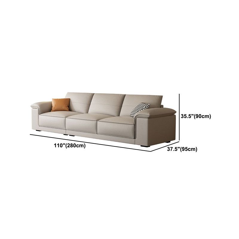 Contemporary 35.4" H Faux Leather Pillow Top Arm Sofa for Living Room